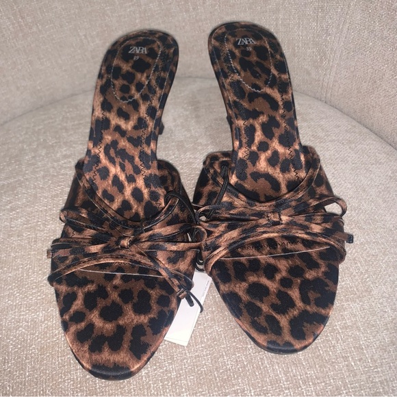 NWT Zara Women's Leopard Print Sandals Brown Size 39 #chic #leopard Print - Picture 5 of 11